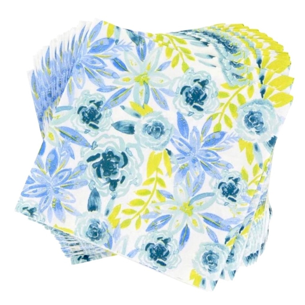 Simple Pleasures Blue Floral Cocktail Napkins, 28 ct